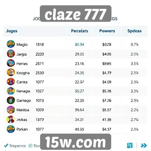 Estatísticas de jogos populares no Claze 777
